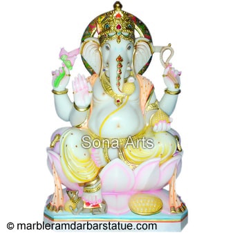 Exquisite Marble Ganapati Murti