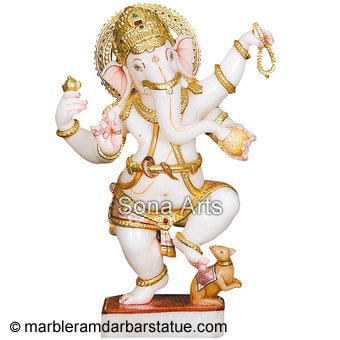 Dancing Marble Ganesha Statue