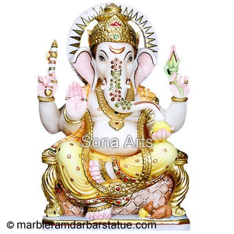 Colorful Marble Ganesha Statue