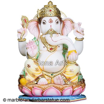 Marble Abhaya Mudra Ganesh Statue