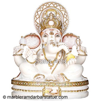 White Marble Abhaya Mudra Ganesh Statue