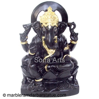 Black Marble Stone Ganesha Statue